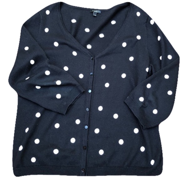Talbots polkadot 3/4 sleeve cardigan size large